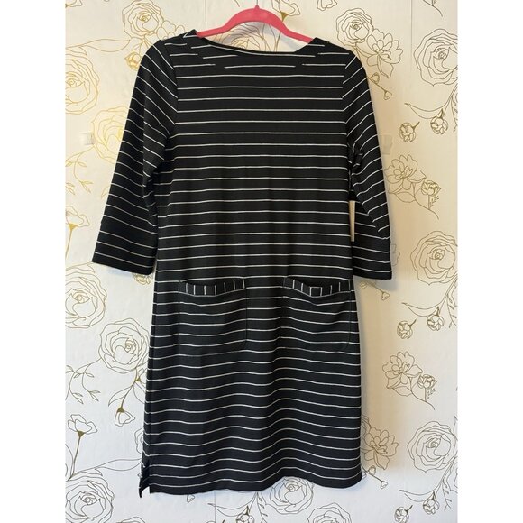 Chico’s Zenergy Women's Dress Size 0 Small Black white Striped 3/4 sleeve 42 - Picture 1 of 6